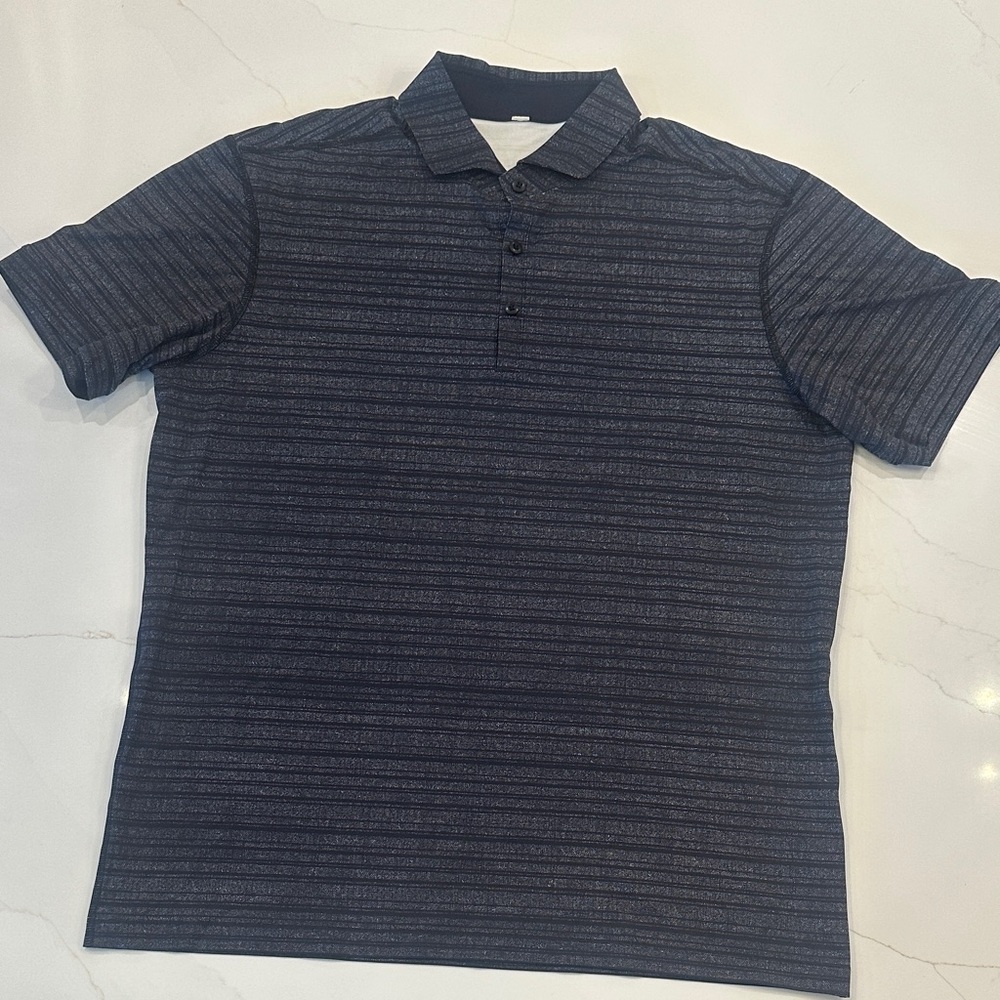 lululemon athletica Dark Blue Striped Polo Shirt